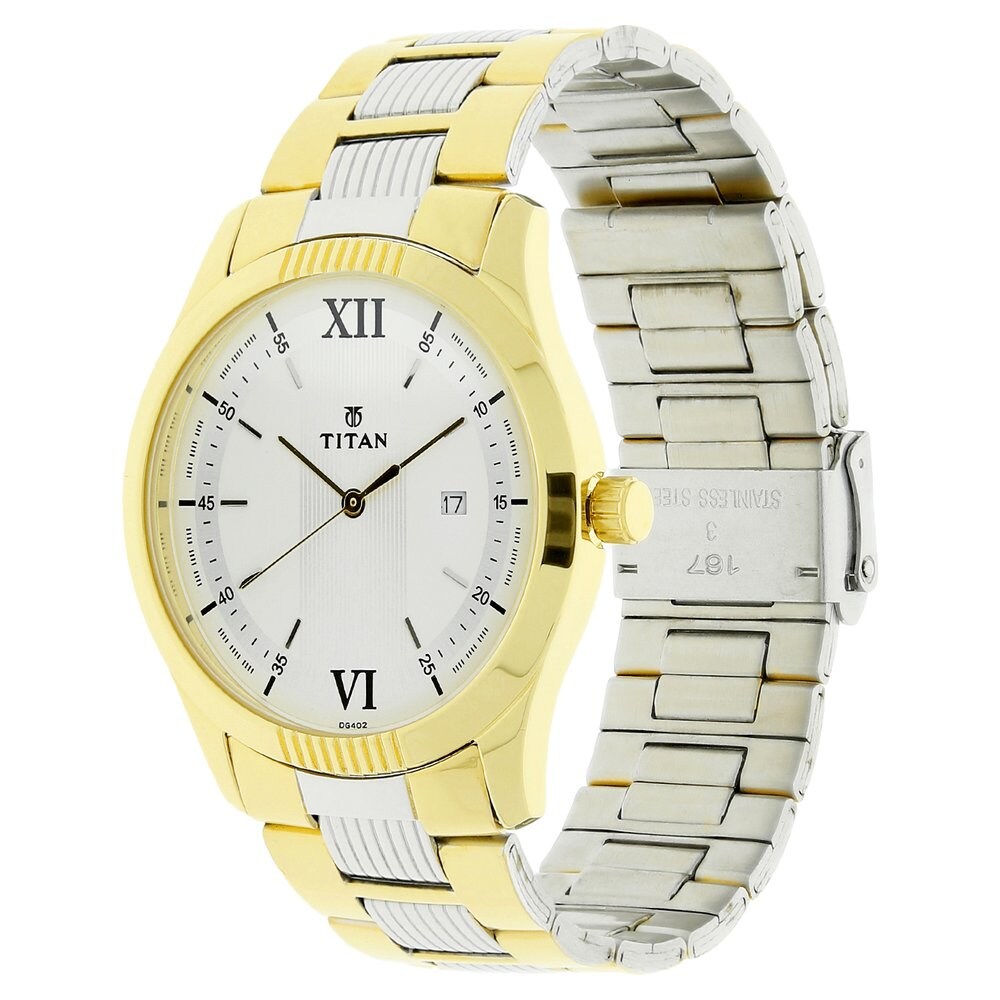 TITAN White Dial Two Toned Stainless Steel Strap Watch NP1739BM01